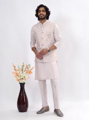 Light Pink Kurta Set with Koti | Azania