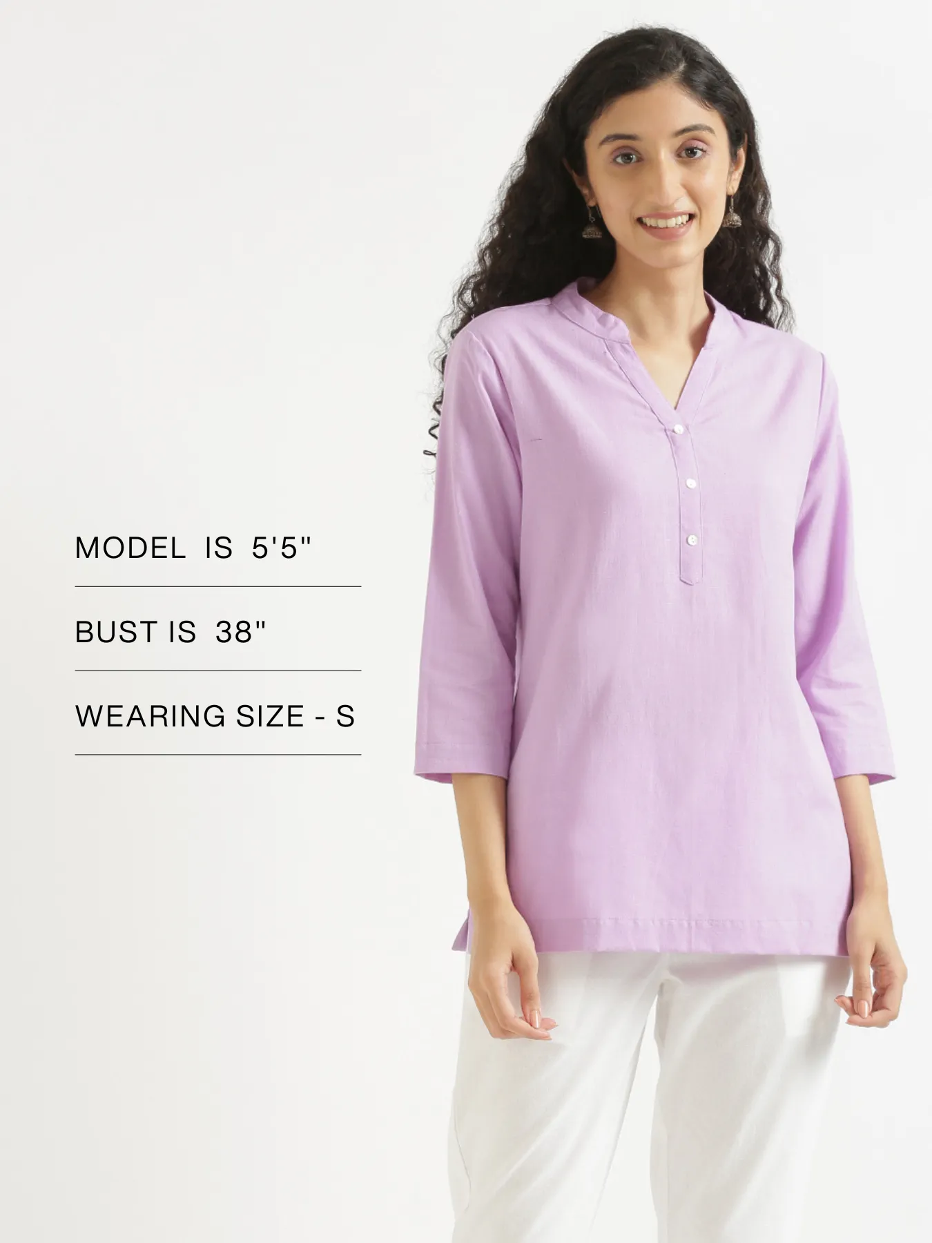 Lilac Airy Linen Short Kurta