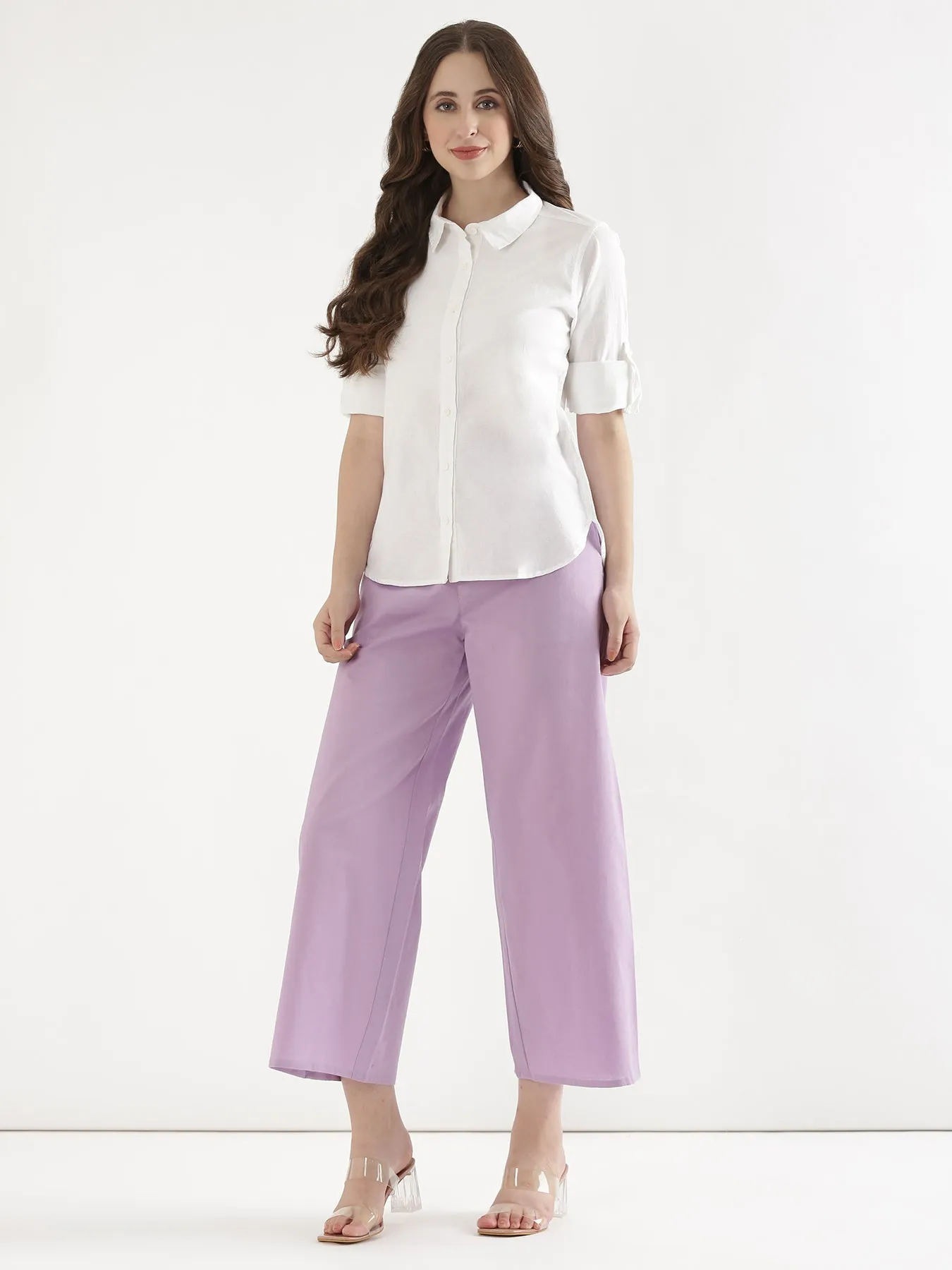Lilac Airy Linen Wide Leg Pant