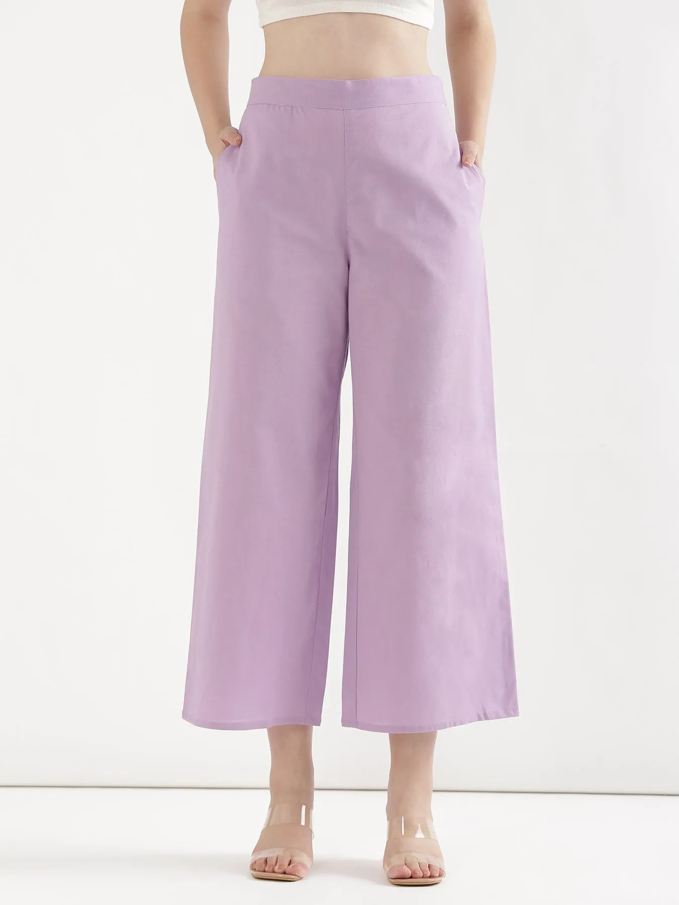 Lilac Airy Linen Wide Leg Pant