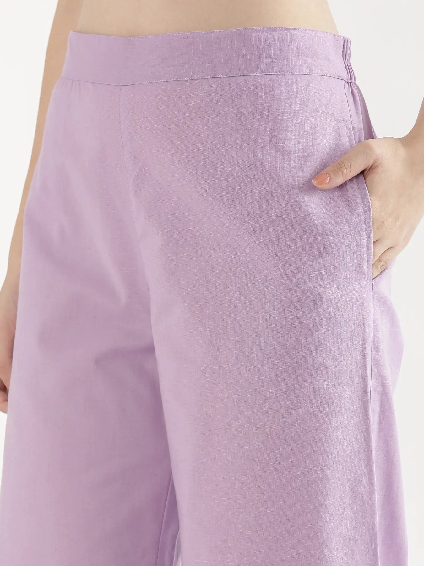 Lilac Airy Linen Wide Leg Pant