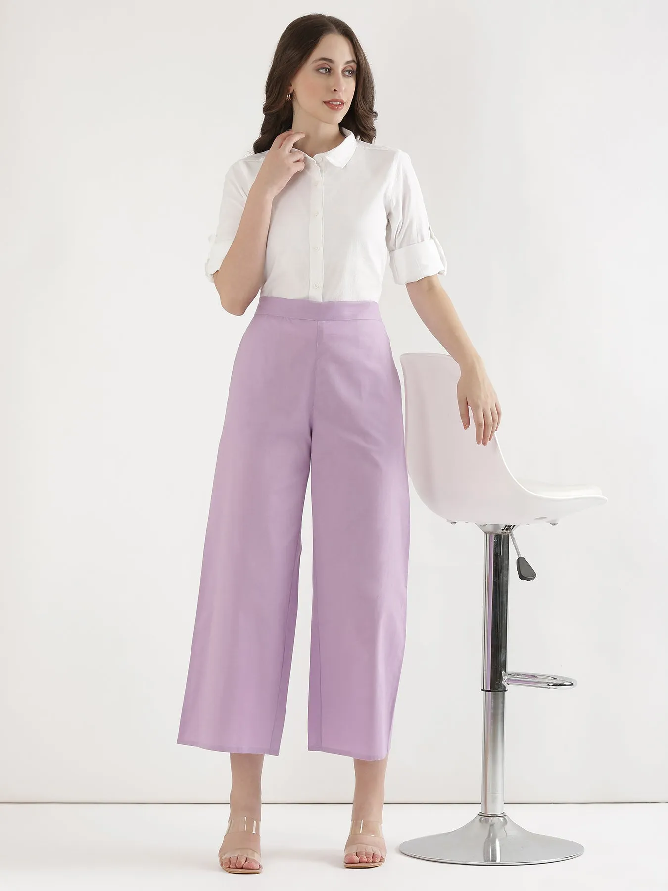 Lilac Airy Linen Wide Leg Pant