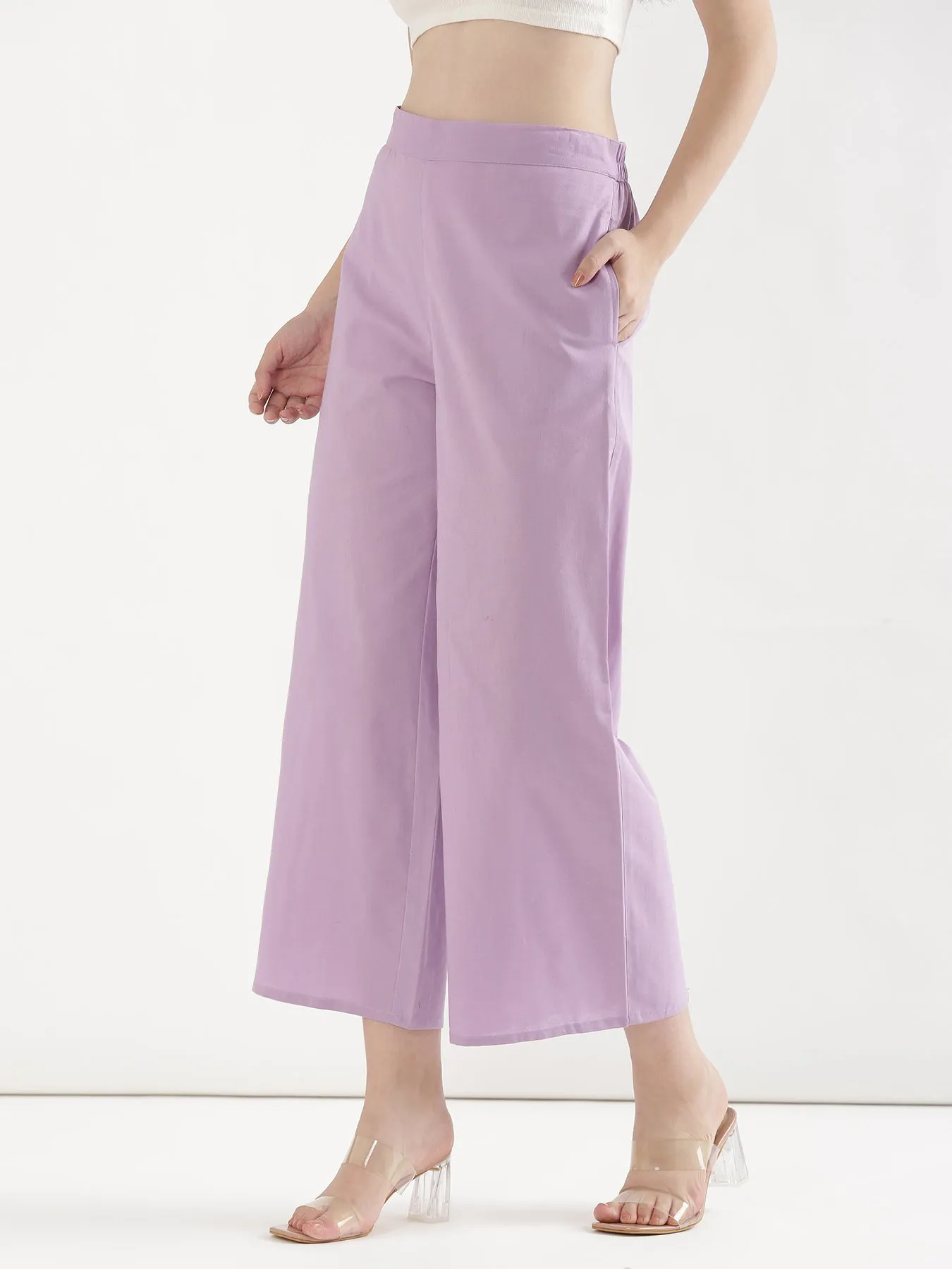Lilac Airy Linen Wide Leg Pant