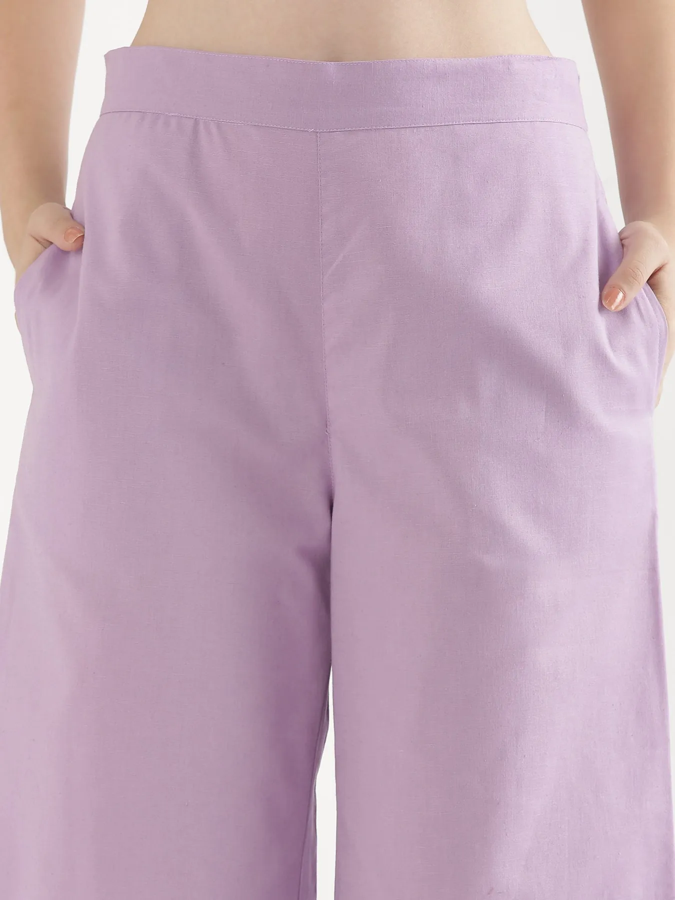 Lilac Airy Linen Wide Leg Pant