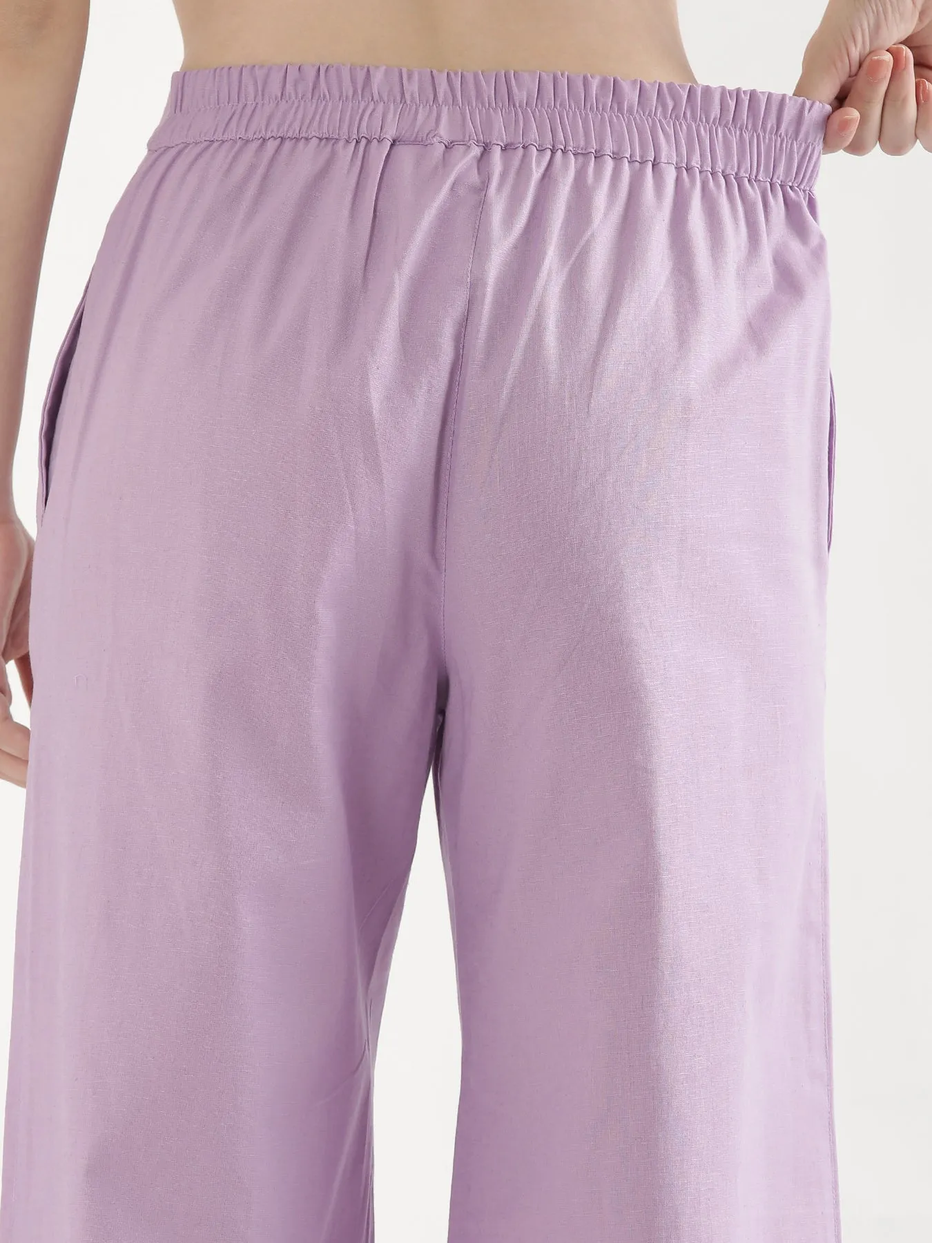 Lilac Airy Linen Wide Leg Pant