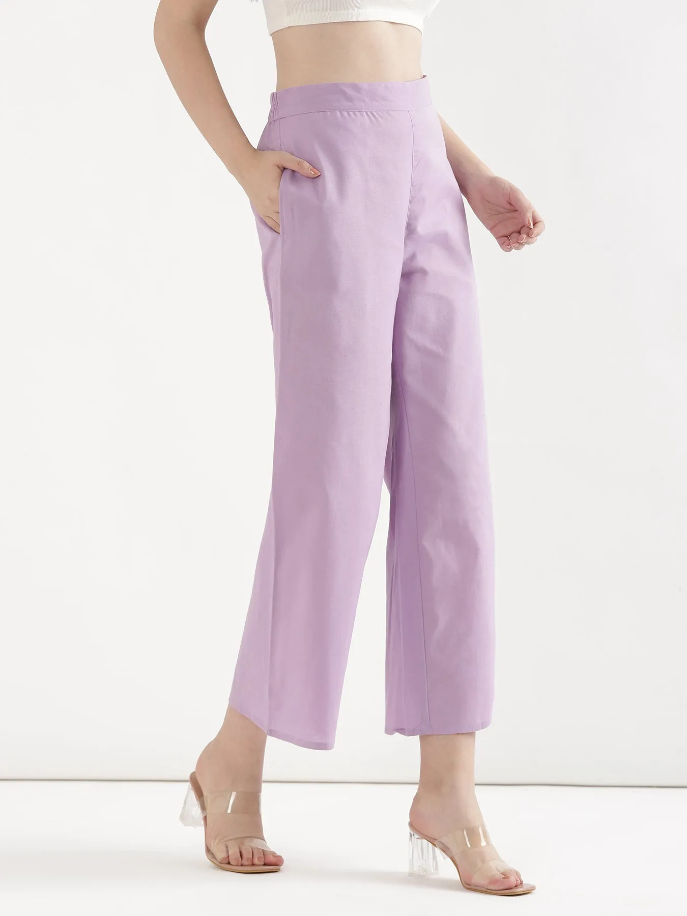 Lilac Airy Linen Wide Leg Pant