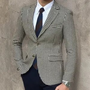Men's Houndstooth Checkered Blazer