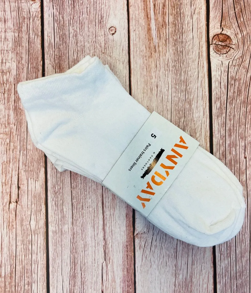 Mens White 5 Pack Trainer Socks