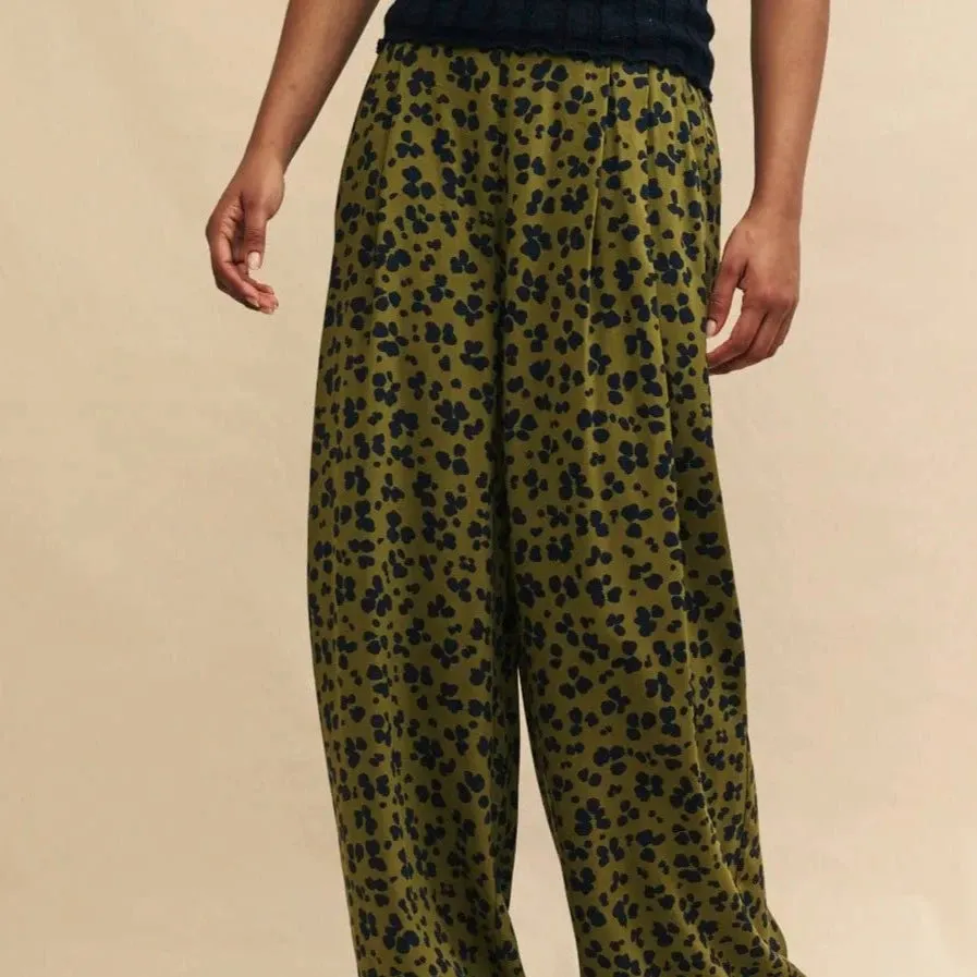 Nobody's Child Green Animal Print Full Length Wide Leg Zeena Trousers