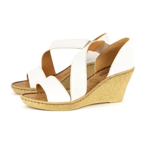 Nompempe : Ladies Leather High-Heel Sandal in White Cayak