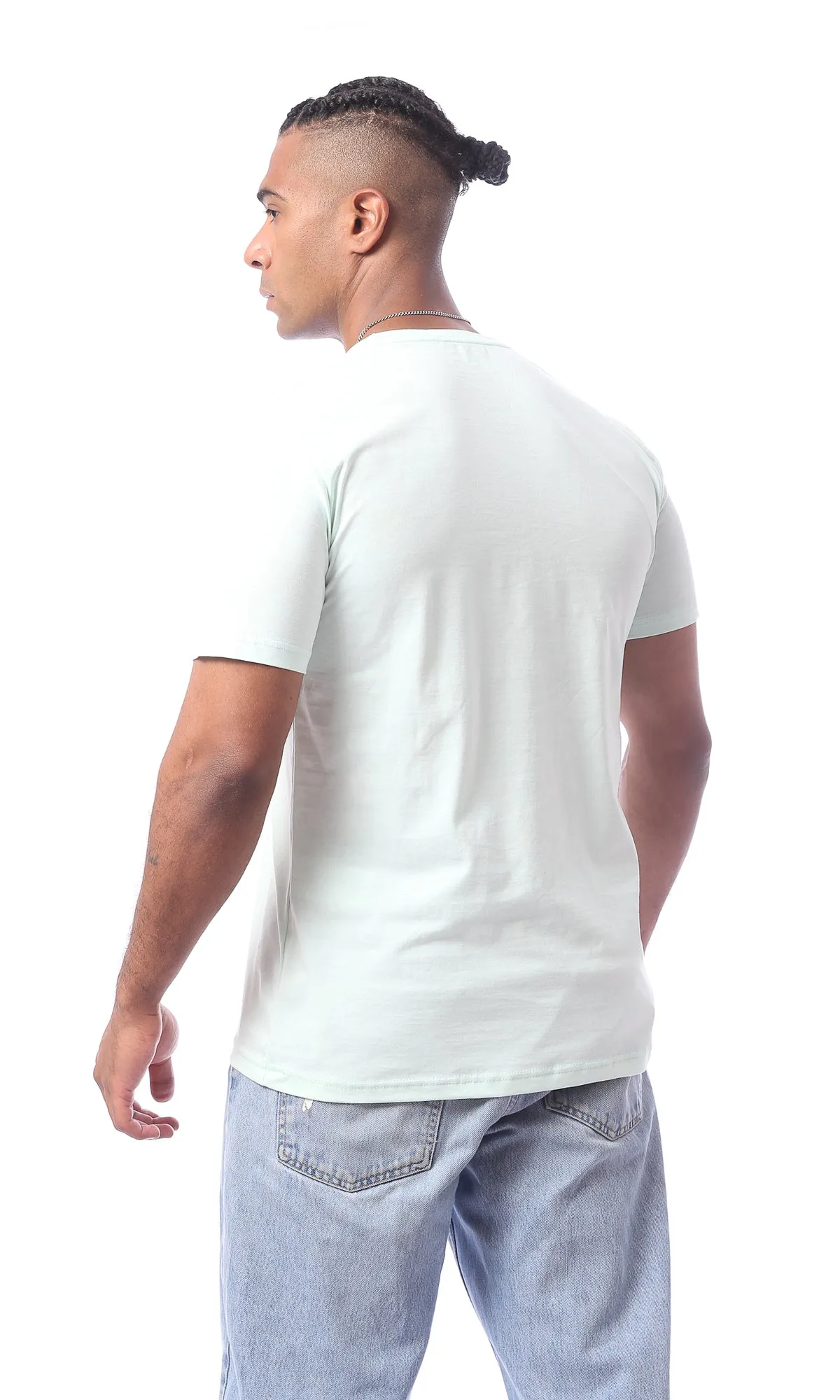 O163319 Cool Printed Light Green Short Sleeved Tee