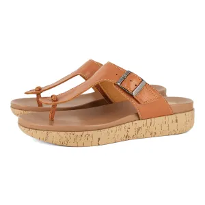 Olufemi : Ladies Leather Sandal in Oak Cayak