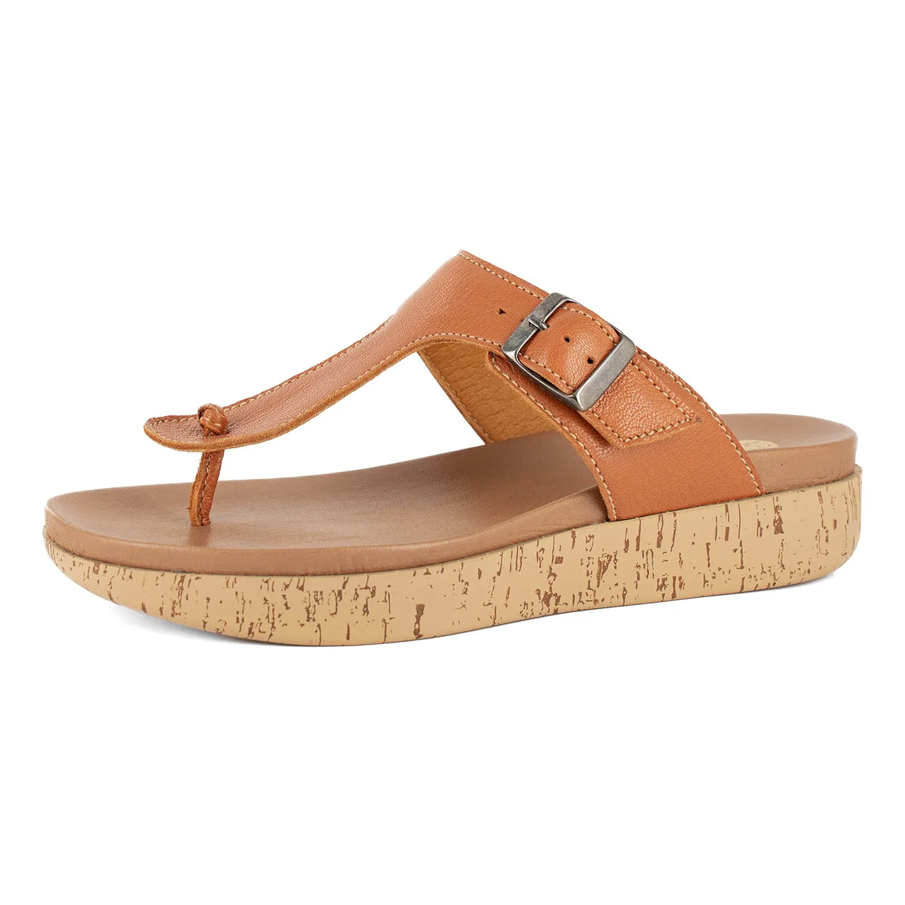 Olufemi : Ladies Leather Sandal in Oak Cayak