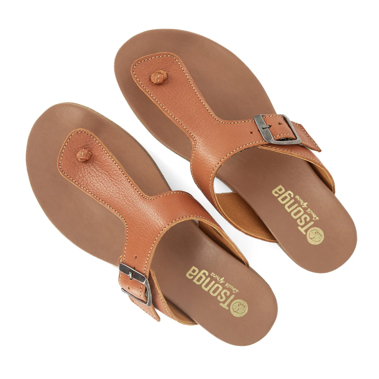 Olufemi : Ladies Leather Sandal in Oak Cayak