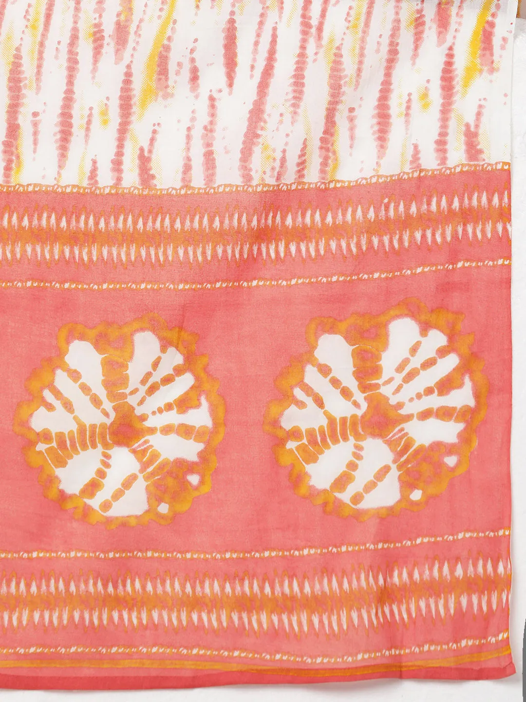 Orange Rayon Blend Bandhani Embroidered 3-Piece Kurta Set