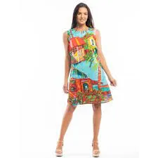 Orientique Plage De Tahiti Organic Cotton Printed Reversible Shift Dress