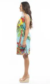 Orientique Plage De Tahiti Organic Cotton Printed Reversible Shift Dress