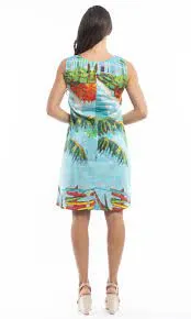Orientique Plage De Tahiti Organic Cotton Printed Reversible Shift Dress