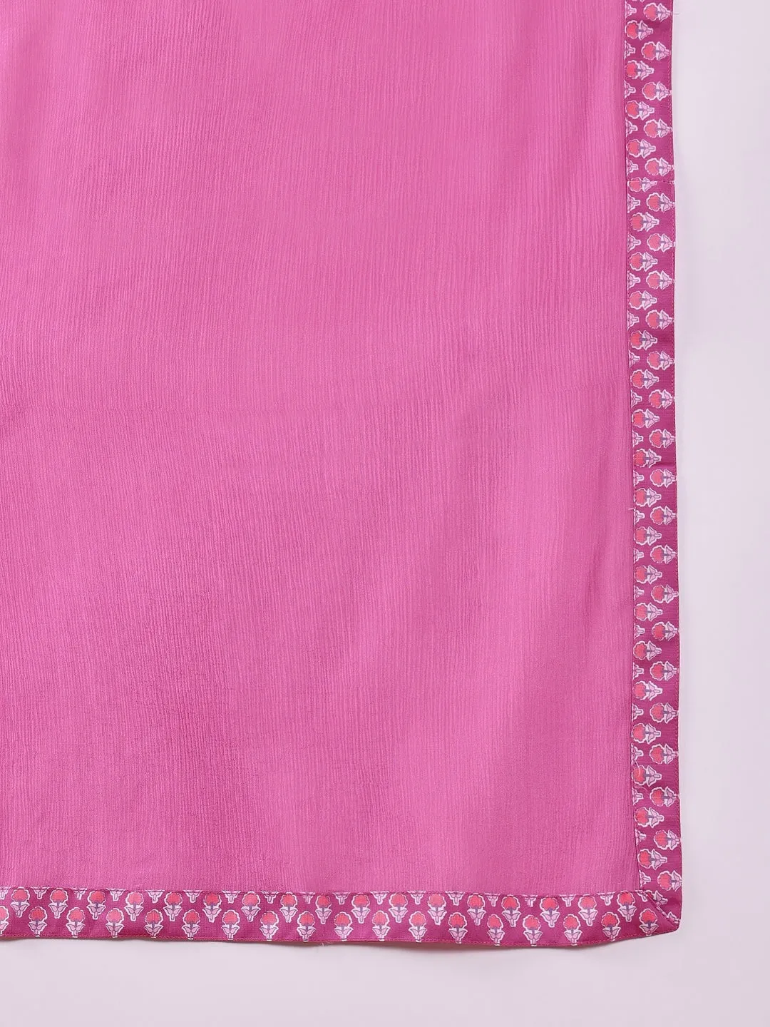 Pink Rayon Blend Floral Printed Kurta Salwar With Dupatta