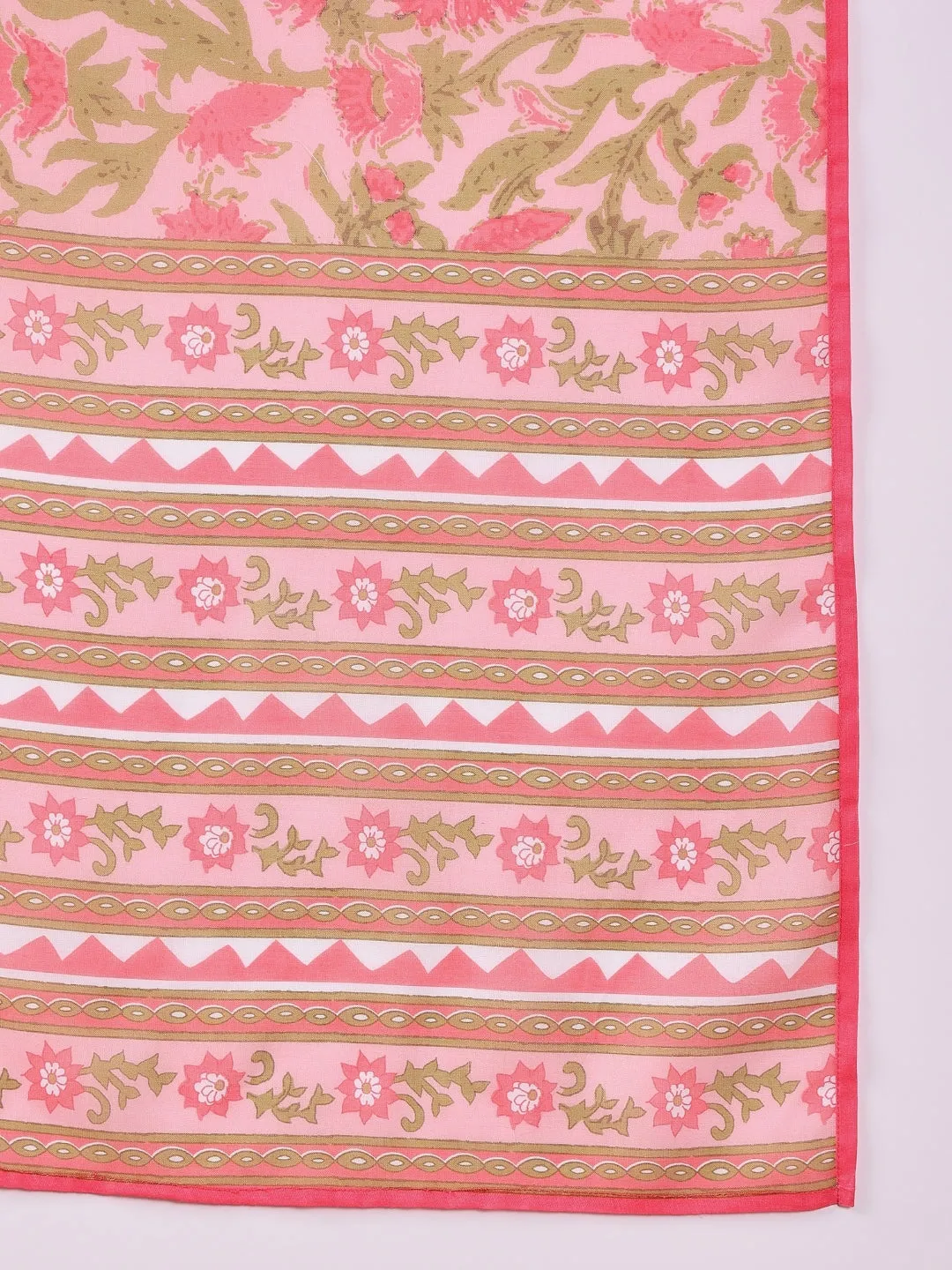 Pink Rayon Blend Printed 3-Piece Kurta Set