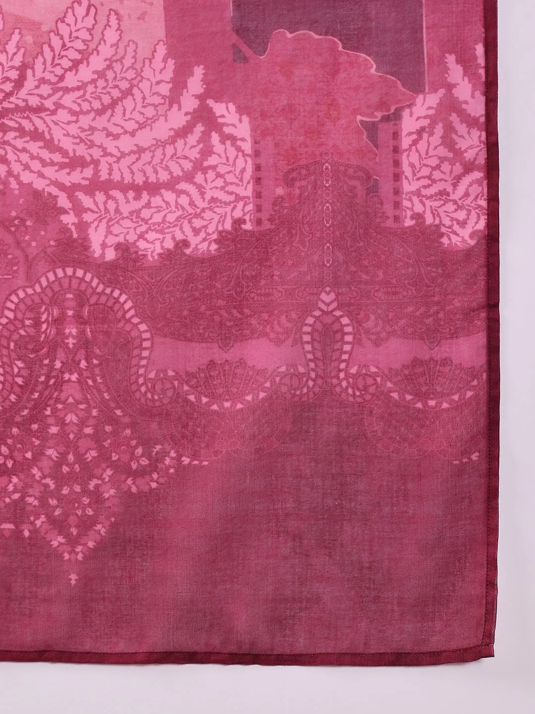 Pink Silk Blend Ethnic Motifs Printed 3-Piece Kurta Set