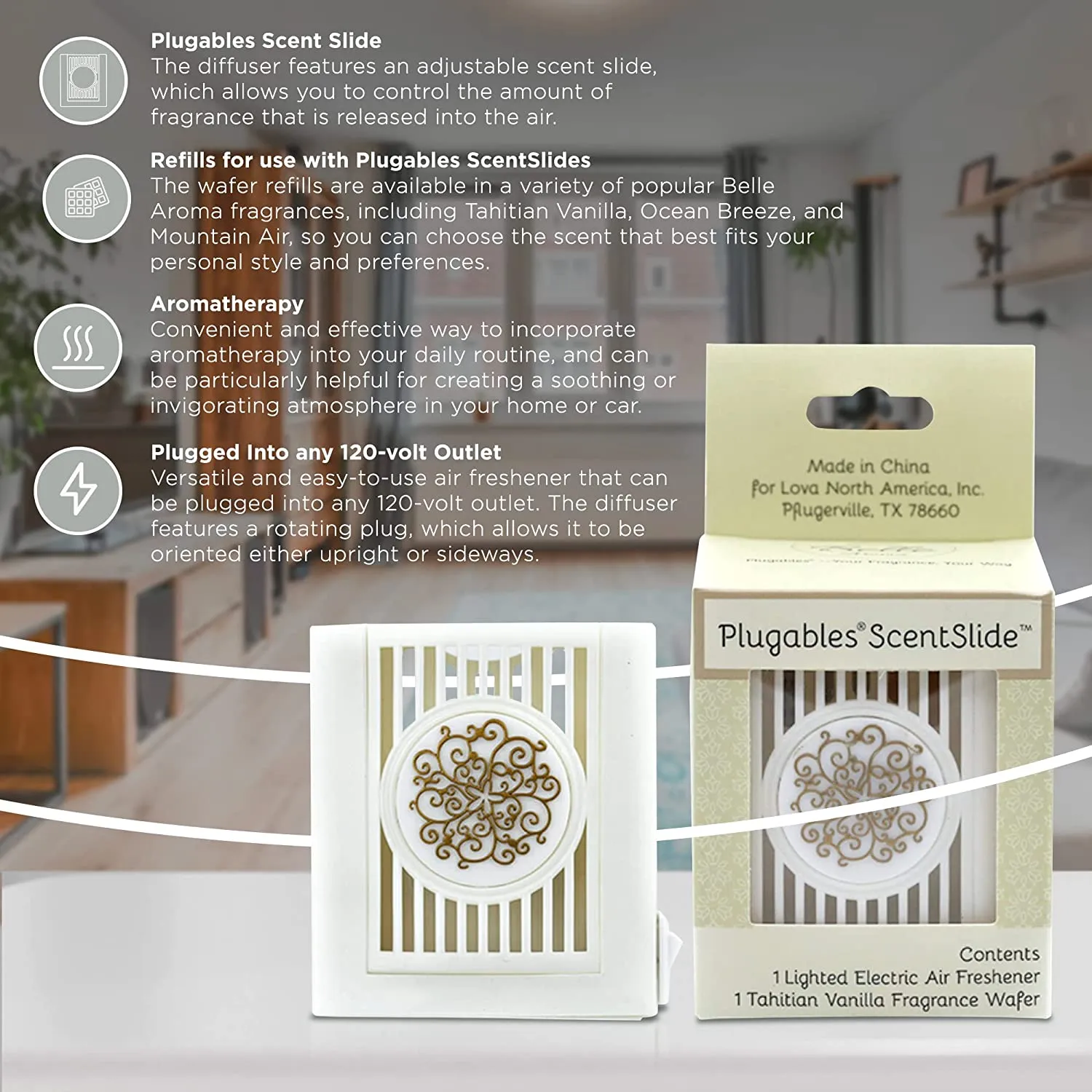 Plugables® ScentSlide® Plugin Night Light Diffuser & Refill Bundle
