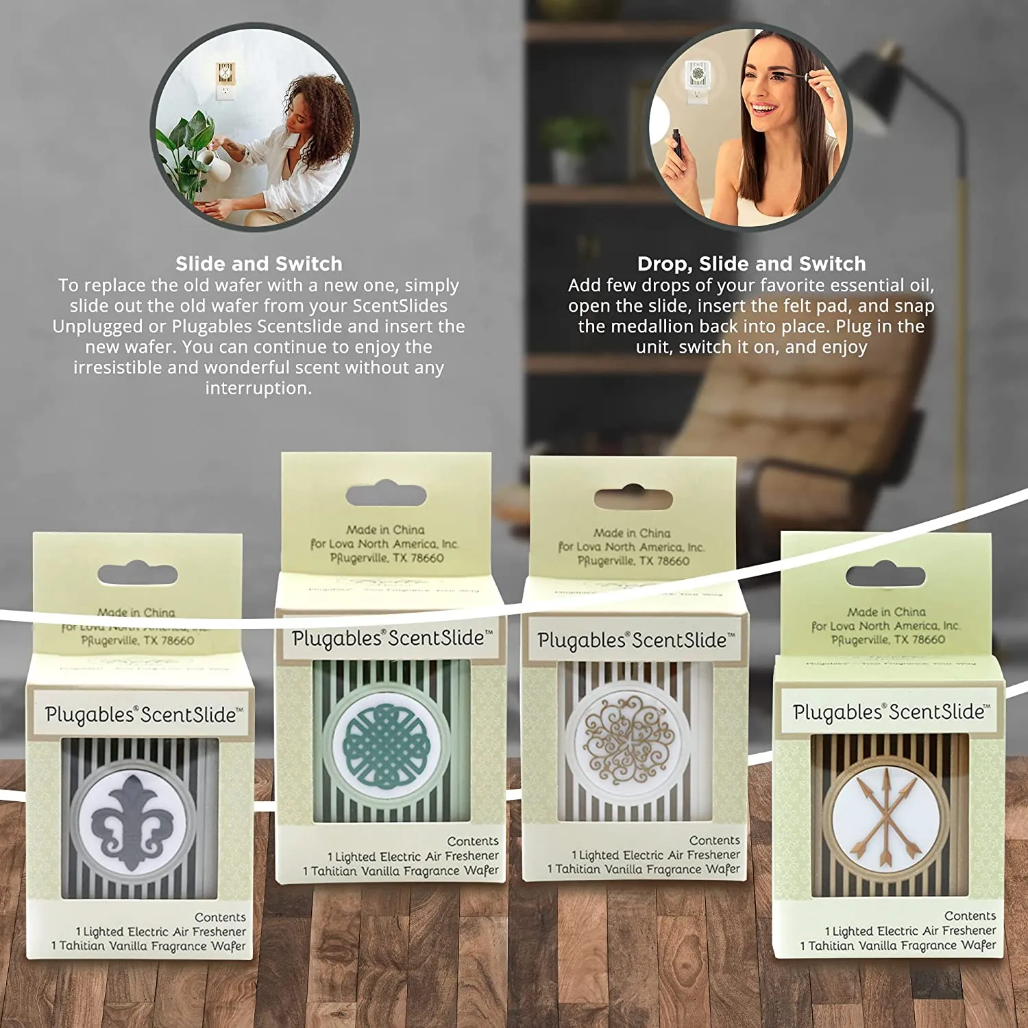 Plugables® ScentSlide® Plugin Night Light Diffuser & Refill Bundle
