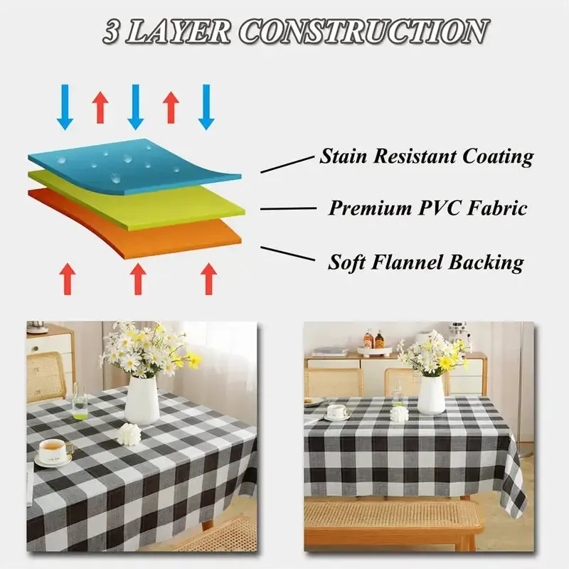Rectangular Buffalo Plaid Vinyl Tablecloth