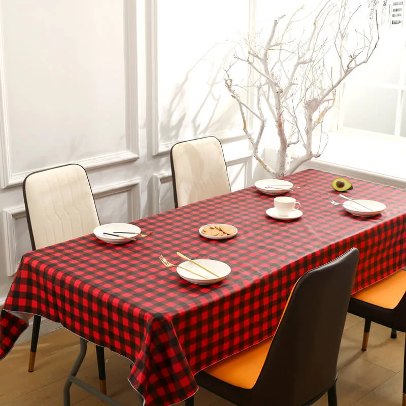 Rectangular Buffalo Plaid Vinyl Tablecloth