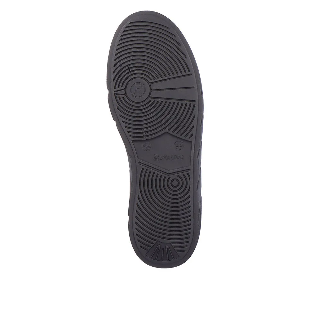 Rieker W0501-00 Ladies Black Patent Leather Lace Up Trainers