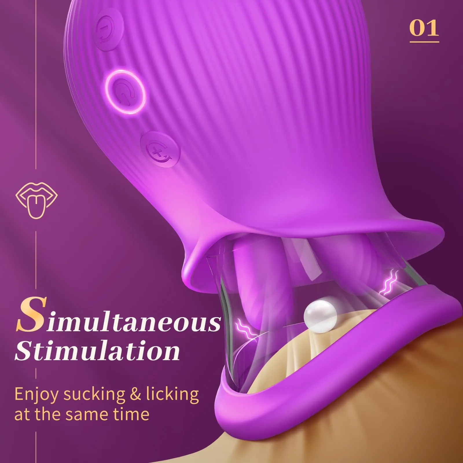 Rose Romeo - 3in1 Rose Sex Toy with 2 Suction Cups, Adult Toys Female Clitoral Nipple Vibrators with 10 Licking Sucking Vibrating