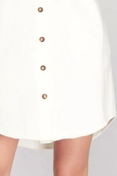 She   Sky Full Size Folded Cuff Button Down Washed Twill Shirt Dress Plus Size