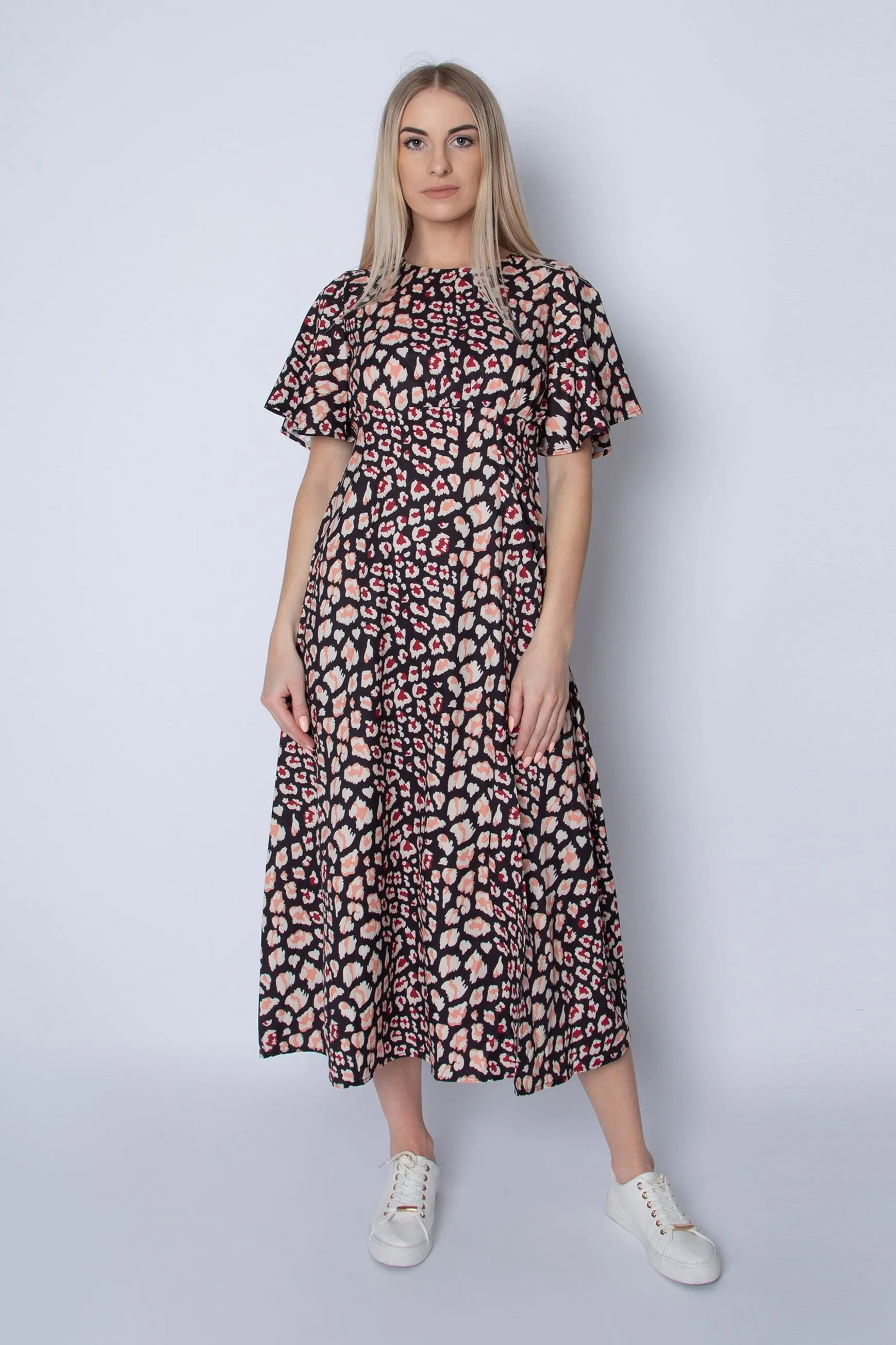 Short Sleeve Animal Print Dress