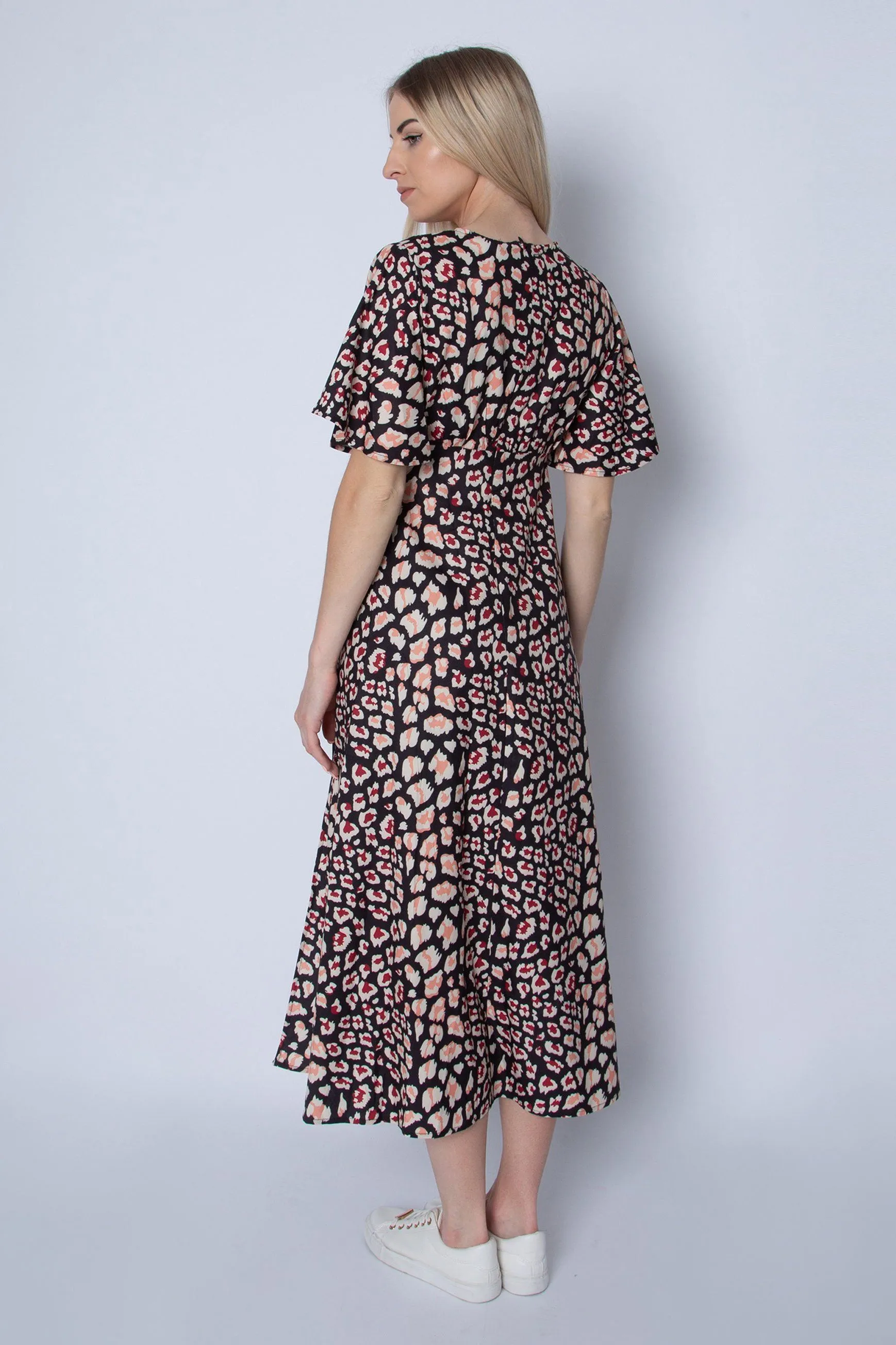 Short Sleeve Animal Print Dress