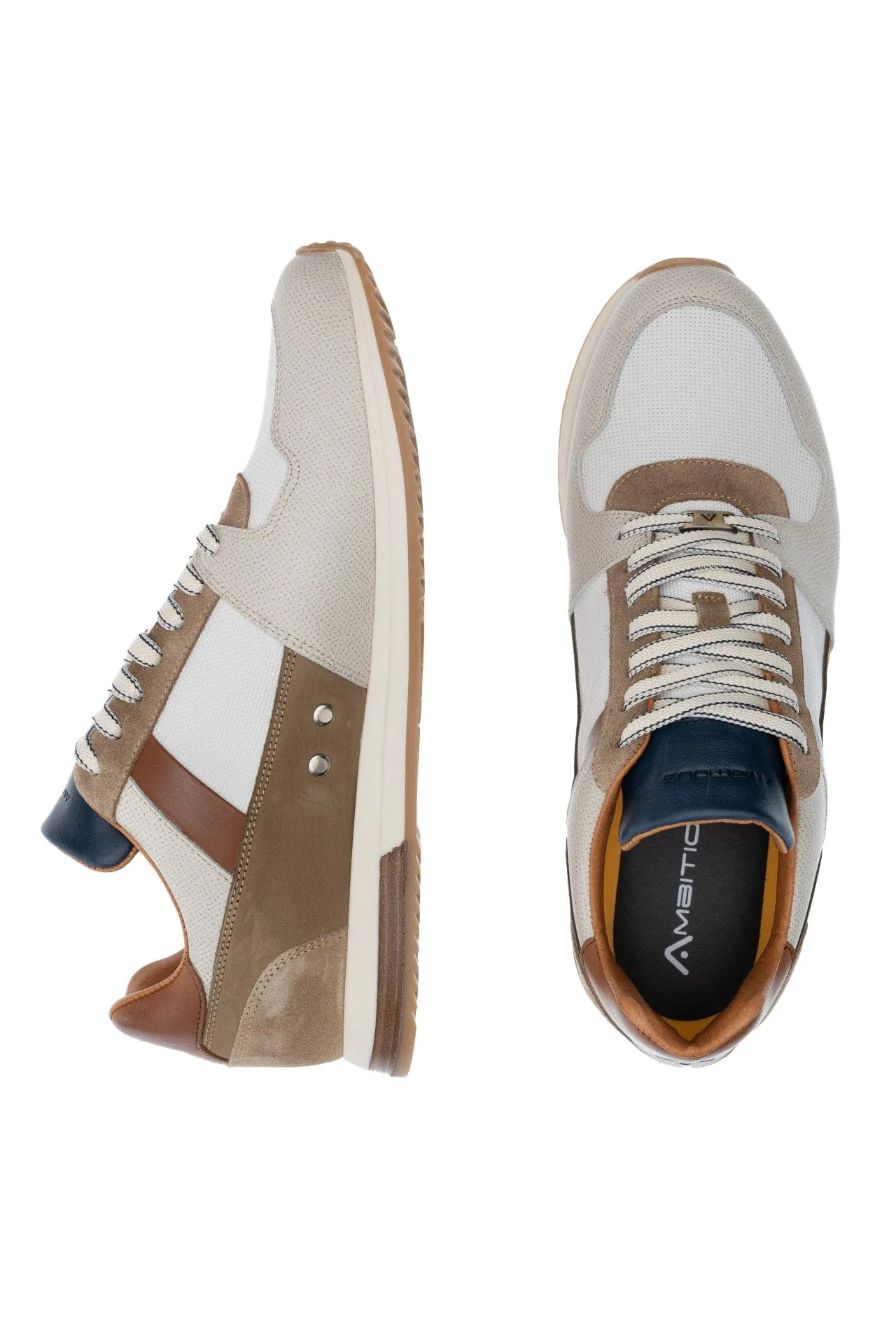 Slow Classic Leather/Suede Trainers - Off-White/Camel