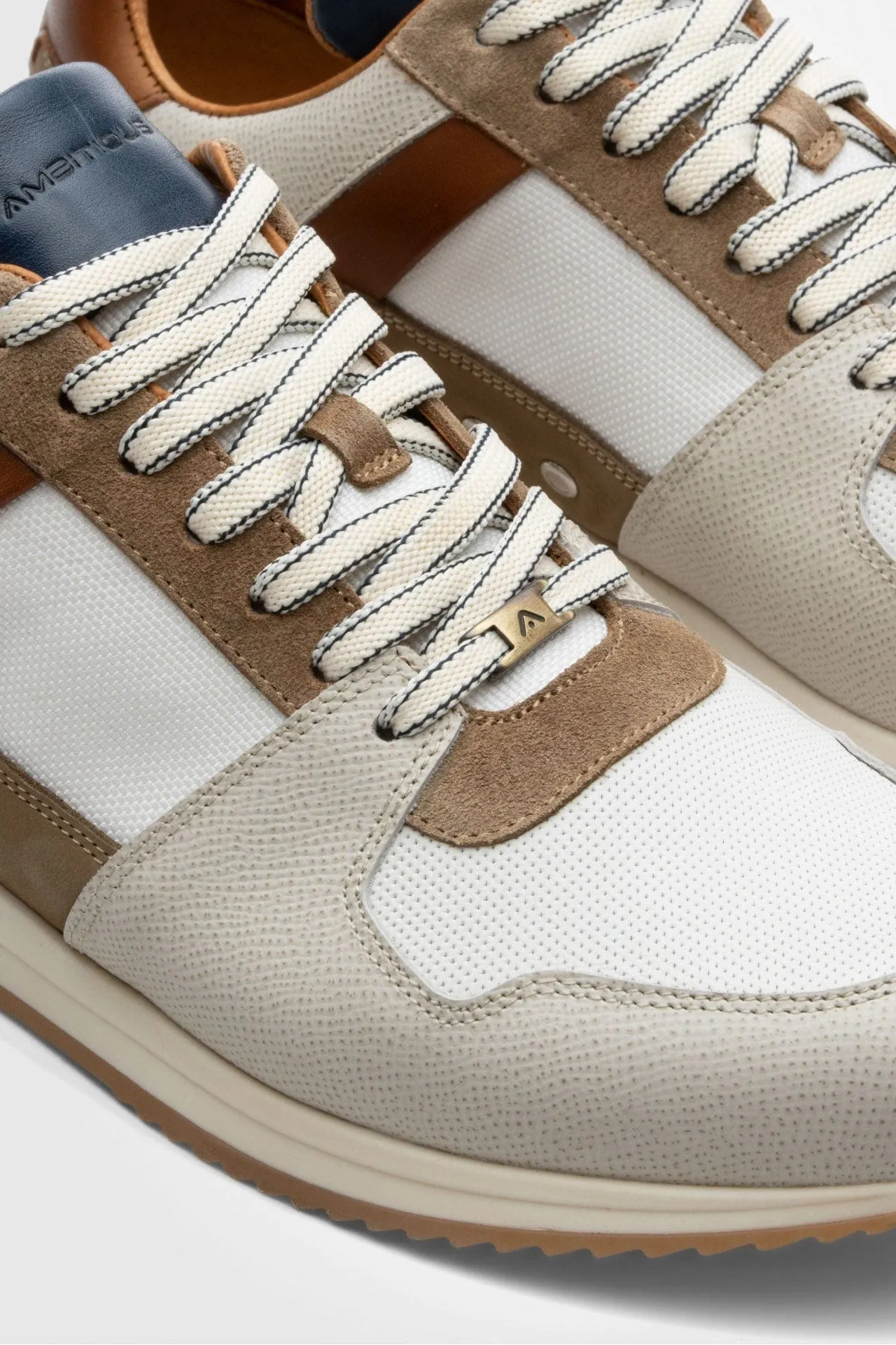 Slow Classic Leather/Suede Trainers - Off-White/Camel
