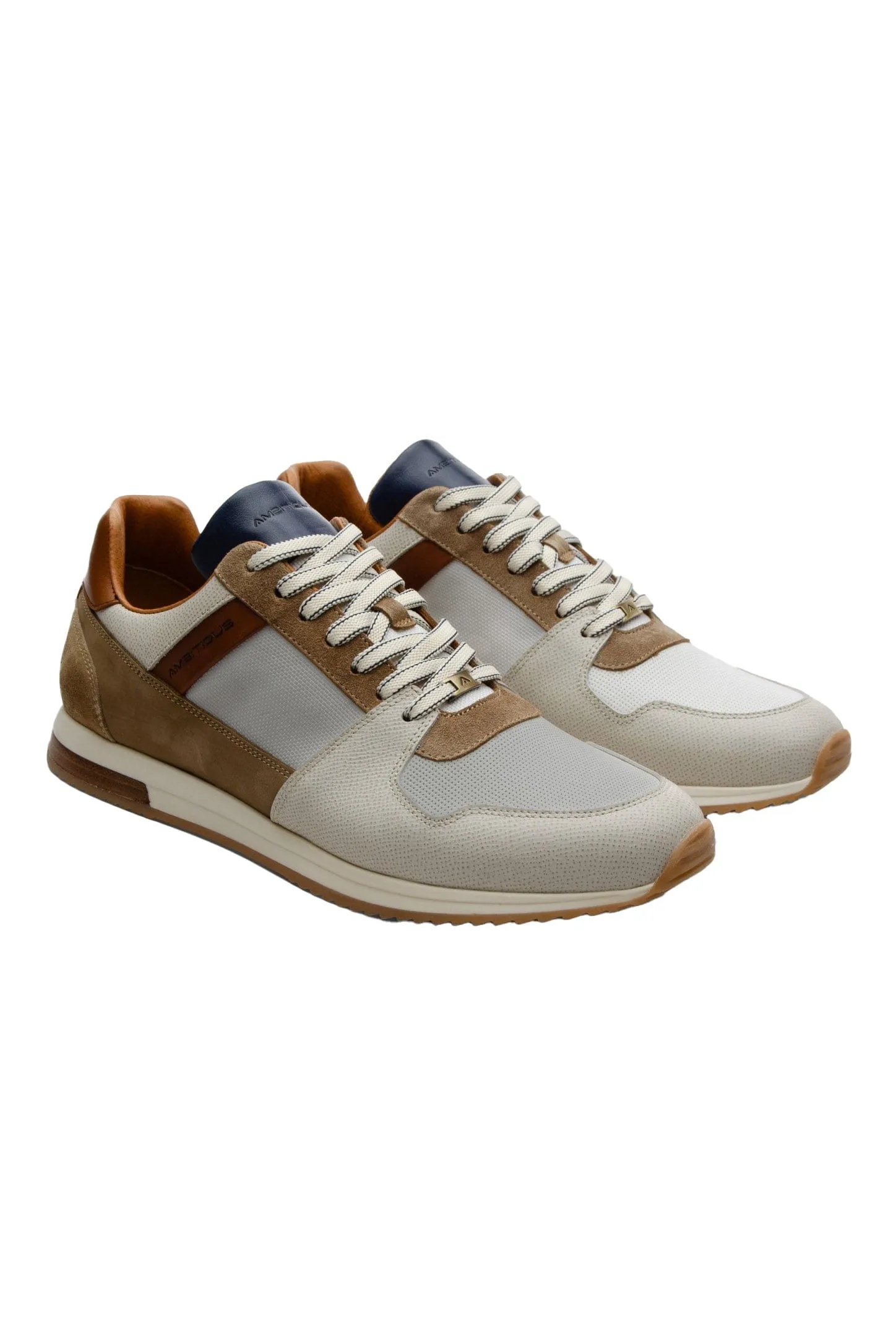 Slow Classic Leather/Suede Trainers - Off-White/Camel