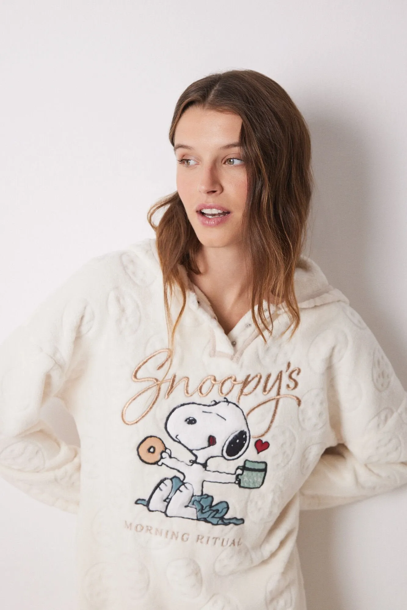Snoopy fleece short nightgown
