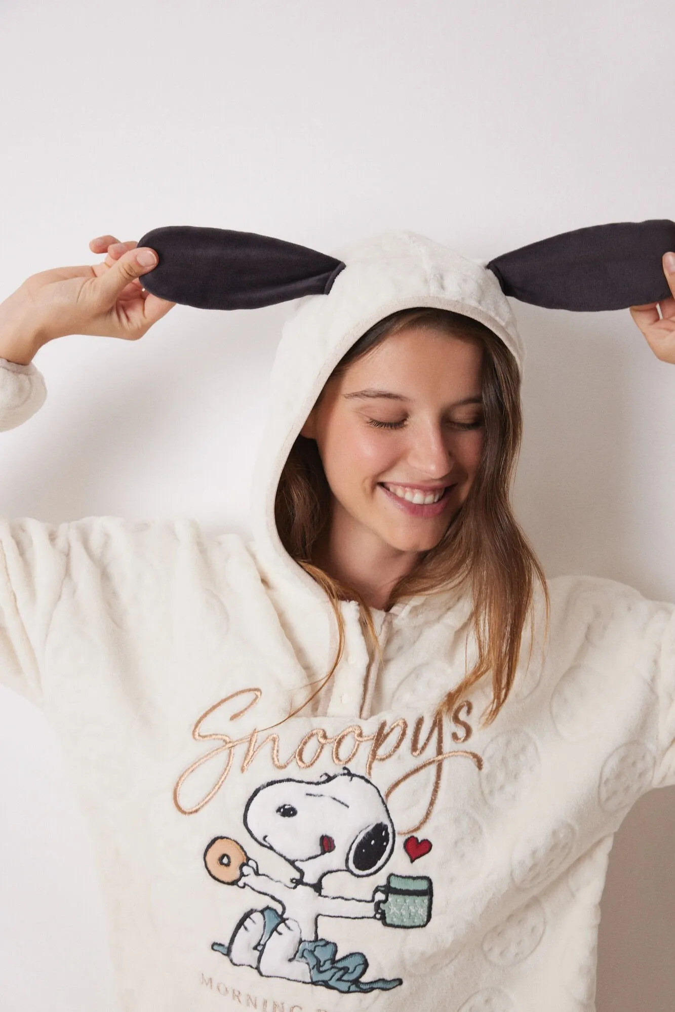 Snoopy fleece short nightgown