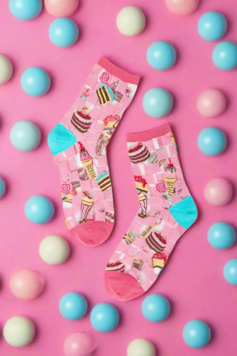 Sock Candy Retro Sweets Sheer Crew Sock
