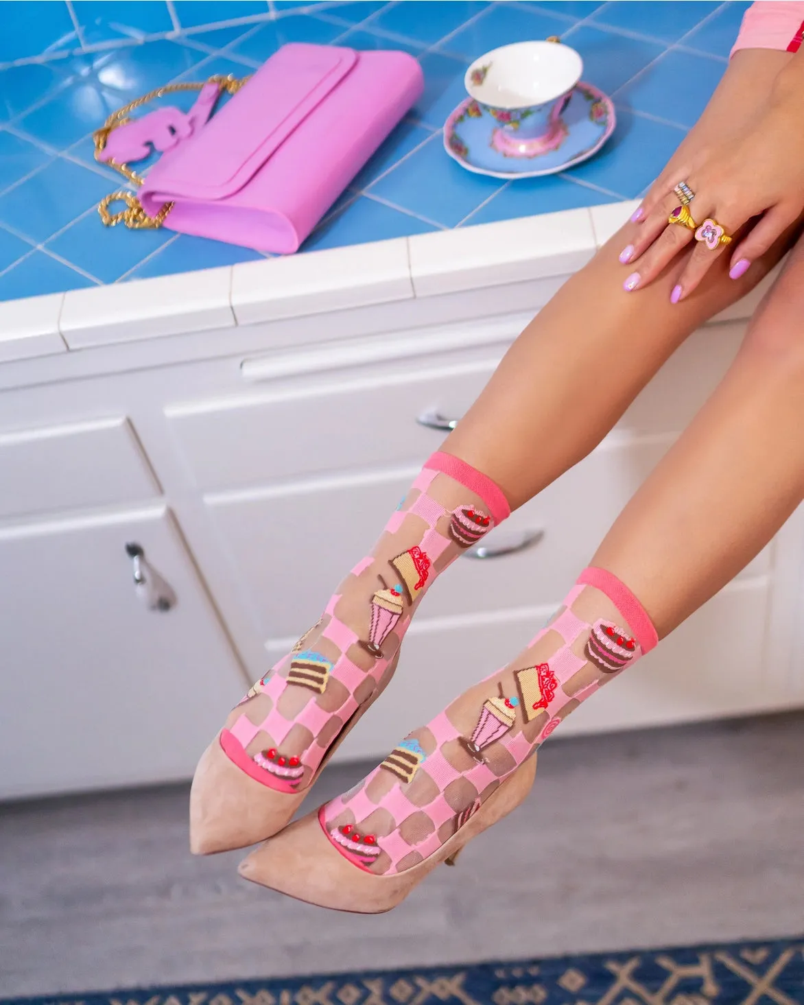 Sock Candy Retro Sweets Sheer Crew Sock