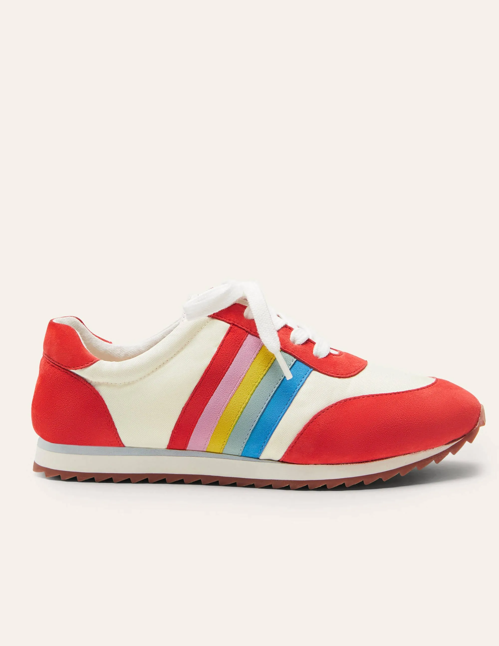 Striped Trainers-Cherry Red/White