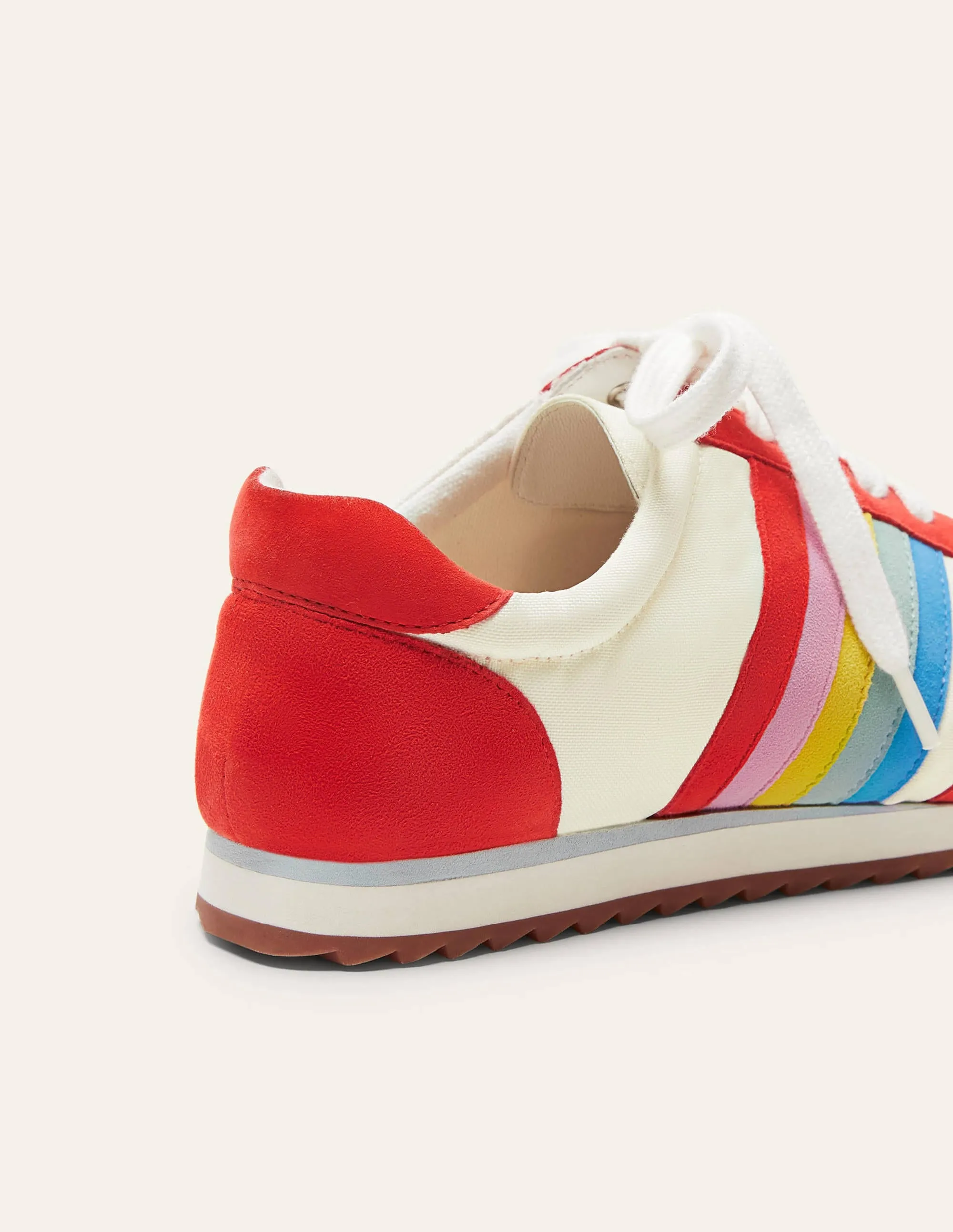 Striped Trainers-Cherry Red/White