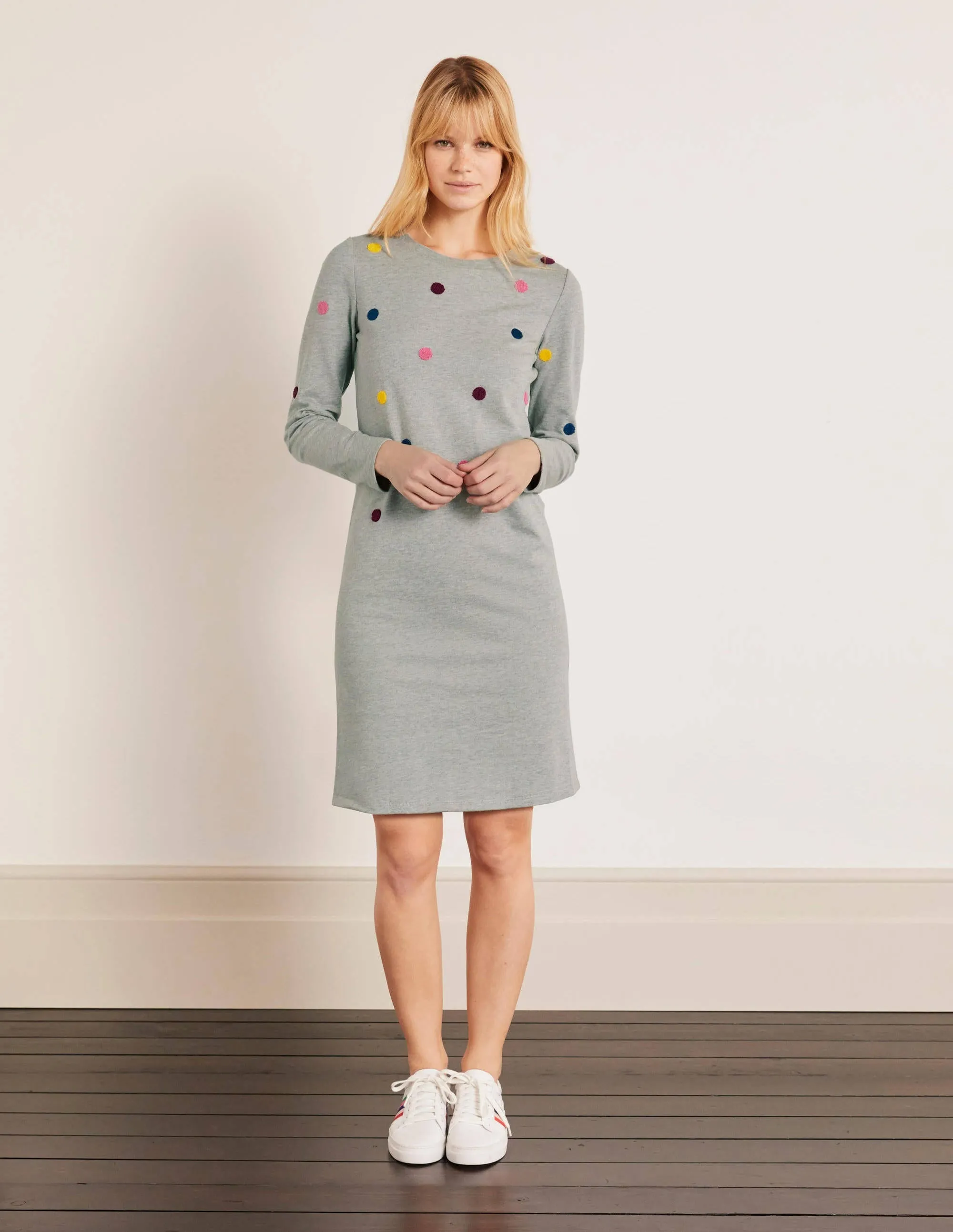 Sweatshirt Dress-Grey Marl, Boucle Spot