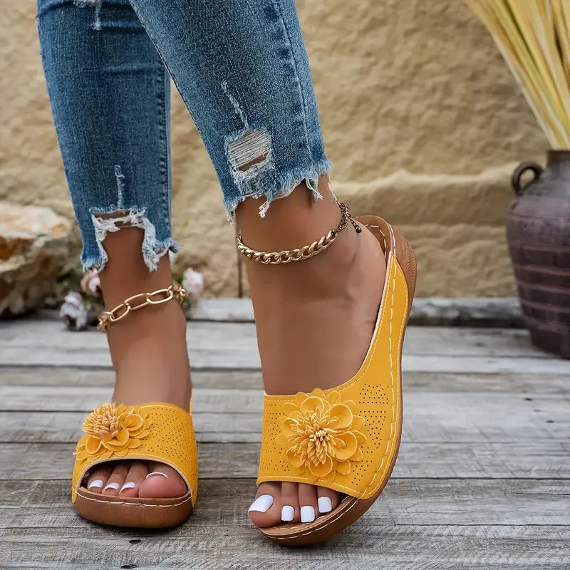 Sylis | Women'S Floral Open Toe Slides