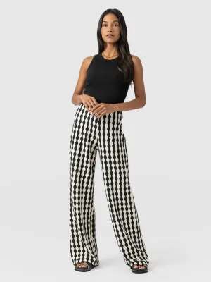 Victory Wide Leg Pant - Black/Cream