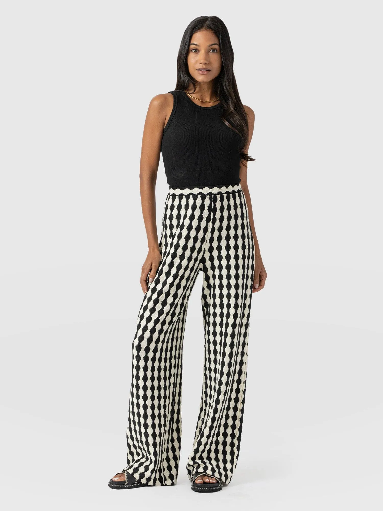 Victory Wide Leg Pant - Black/Cream