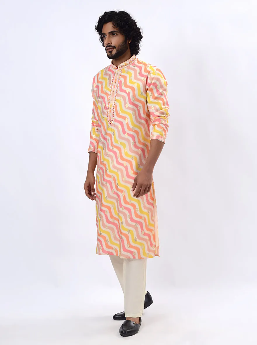 White & Pink Kurta Pajama | Azania