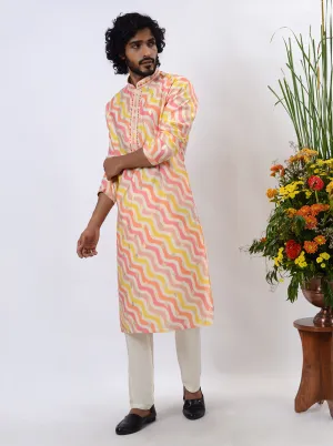 White & Pink Kurta Pajama | Azania