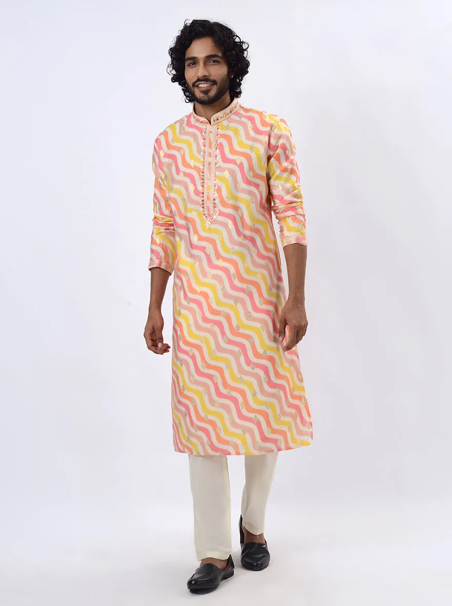 White & Pink Kurta Pajama | Azania